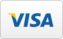 Visa logo, blue text with yellow accent on a white background.