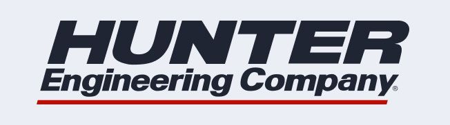Hunter Engineering Company logo with dark blue text and a red underline.